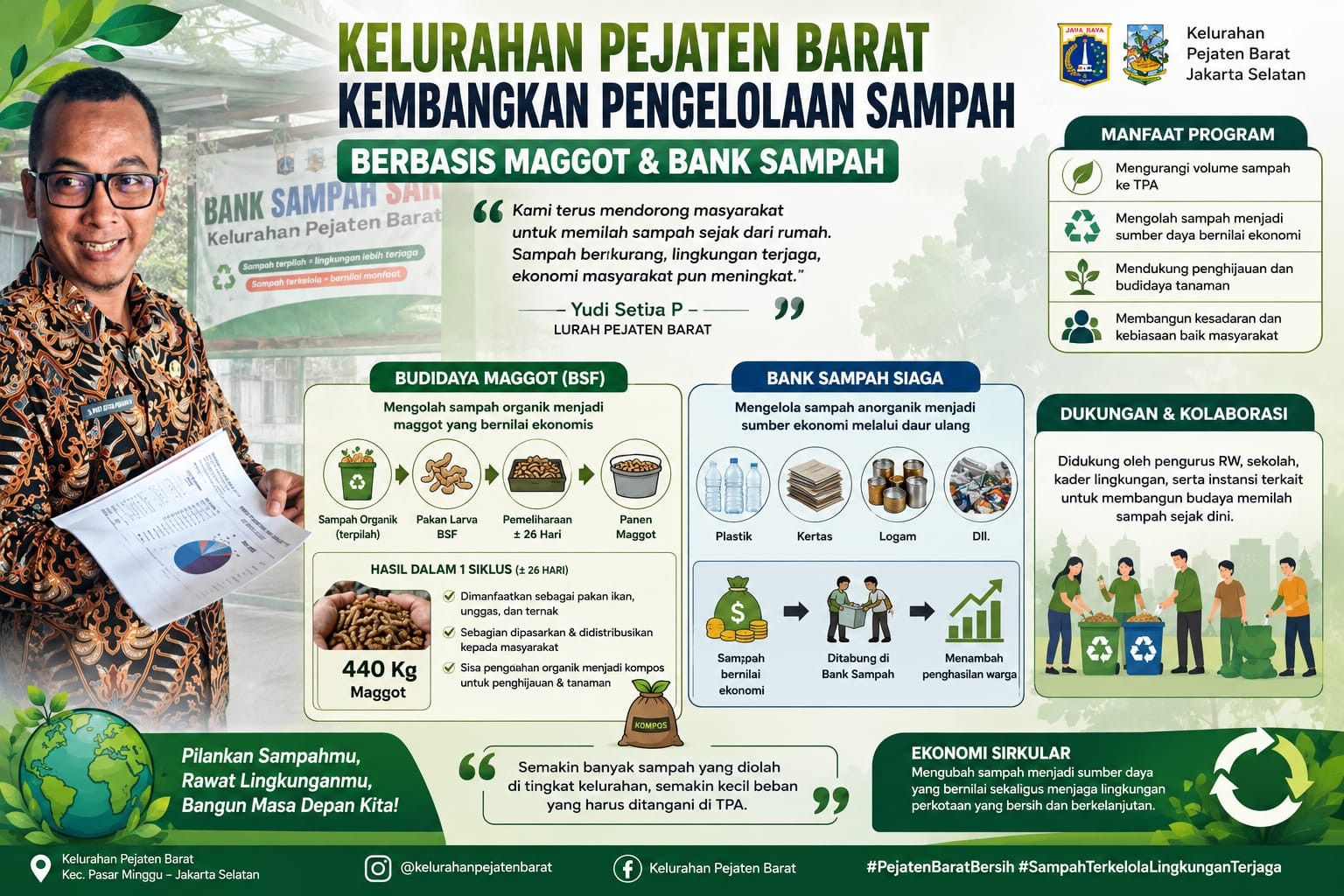 Kelurahan Pejaten Barat Optimalkan Pengelolaan Sampah Lewat Budidaya Maggot dan Bank Sampah