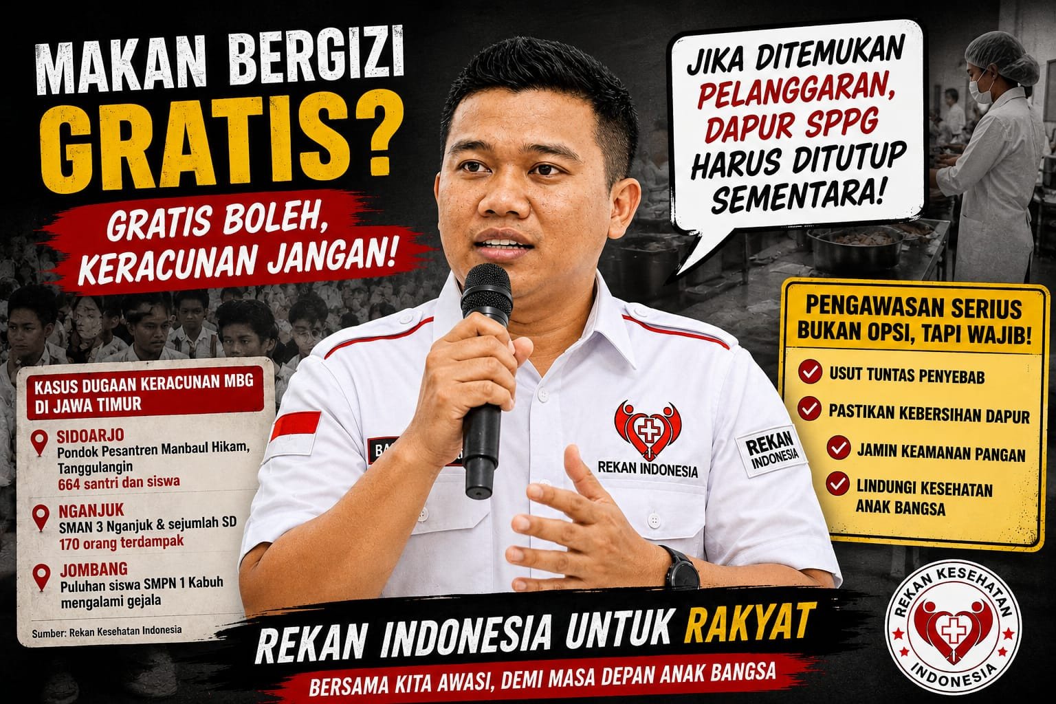 Kasus Dugaan Keracunan MBG di Jawa Timur, Rekan Indonesia Minta Dapur SPPG Diawasi Ketat