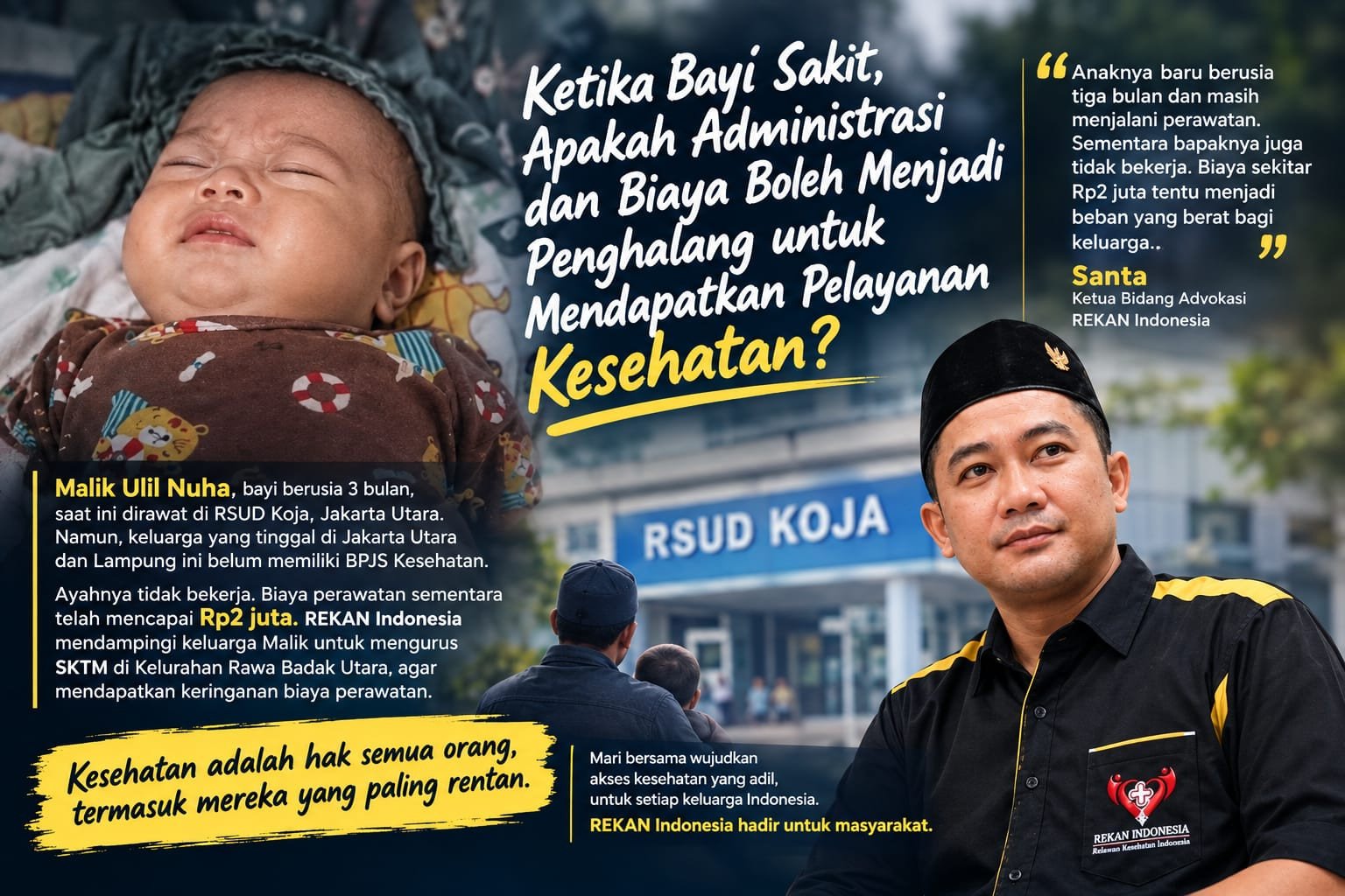 Bayi Tiga Bulan Dirawat di RSUD Koja, Ayah Tak Bekerja Terhimpit Biaya dan Administrasi